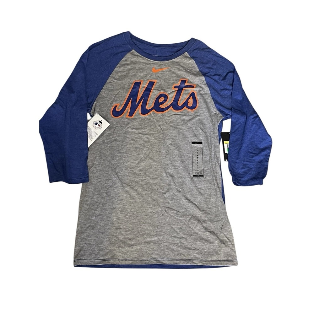 MLB New York Mets‎ Baseball Half Sleeve Shirt Size Small S Men's Gray Blue NWT
